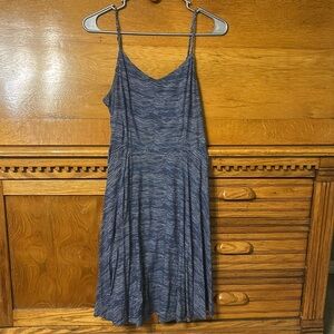 Old Navy Sleeveless Blue White Wavy Boho Striped Flared Dress